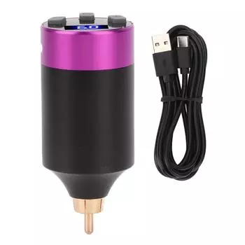 Wireless Power Supply with USB Charging Cable LED Display Lightweight Tattoo Machine Battery for фиолетовый