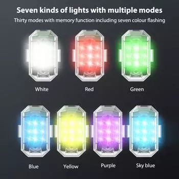 Wireless Remote Control LED Strobe Light Signal Light 7 Colors Anti-collision Warning Lamp Flash Indicator Motorcycle Car Bike