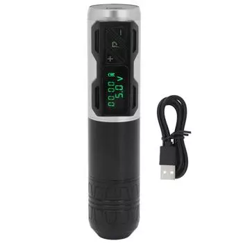 Wireless Tattoo Machine LCD Screen Liner Shader Rotary Tattoo Machine Pen with 1800mAh Battery серебряный