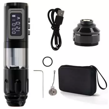 Wireless Tattoo Machine Professional LCD Display 2400mAh Battery Coreless Motor RCA Rotary Tattoo чёрный