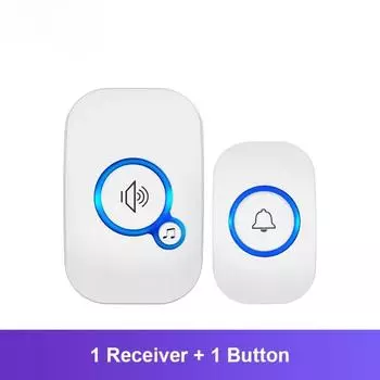 Wireless Waterproof Doorbell Doorbell Waterproof Wireless Chime Home Doorbell Intelligent 32 Songs Smart Doorbell Alarm With Battery 1Receiver 1Button