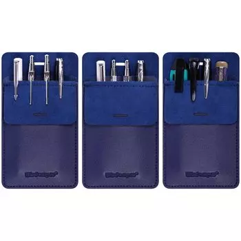 Wisdompro Нагрудный карман Ручка Белая нагрудный карман Ручка для платья Ручка для защиты от чернил и пятен ПУ Набор из синего футляра, пальто, рубашки, защитного чехла, держателя,
