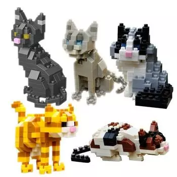 Wisehawk Nanoblock Atonano Cat Set E SEwh, разные цвета, популярные корейские игрушки