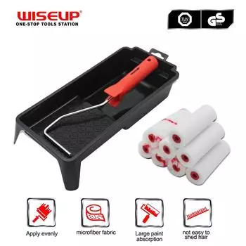 WISEUP 10 шт., мини-валик для рисования стен, набор ручных инструментов для ремонта дома, настенная живопись, поролоновые чехлы из микрофибры красный