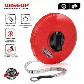 WISEUP длинная лента из стекловолокна 20/30/50 м, дюймовая/метрическая двусторонняя печать, ручная лента, строительная измерительная линейка 20M красный