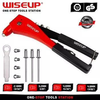 WISEUP заклепочный пистолет, ручная вставка, заклепка, гайка, инструмент, промышленный ручной пистолет для гвоздей, оправки для M2.4 M3.2 M4 M4.8 с 50 шт. заклепками красный