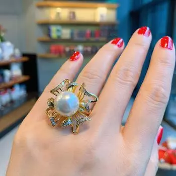 Wish Pearl Ladies Ring Fashion Adjustable Ring Hand Fashion Opening adjustable