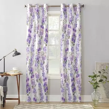 Wisteria Flowers Leaves Watercolor Window Curtains for Living Room Luxury Bedroom Curtain Kitchen Blinds Drapes Curtains 135W x 60H(cm) x1