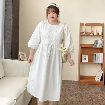 Witch Loose Half Sleeve T-shirt Dress Anime White Dress 5XL