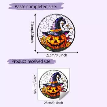 Witch Pumpkin Halloween Hat Uv Static Glass Showcase Home Decor Stickers