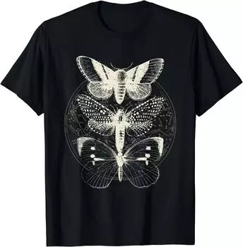 Witchcore Lepidoptera Бабочка Моль Насекомое Астрономия Любитель Футболка Хэллоуин Винтажная футболка для женщин унисекс Повседневные четыре сезона 4XL