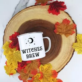Witches Brew Coffee Mug Halloween Enamel Mug halloween party mug gift Halloween Mug Drinkware Autumn Cup 360ML
