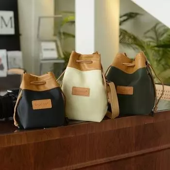 with 3 Insert Pockets DSLR Drawstring Bag Soft Lens Protective Case Traveling M чёрный