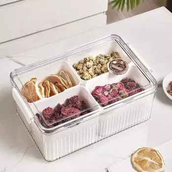 with 45390 Grids Dustproof Transparent Lid Good Seal Timer Candy Organizer Fridge Fruit Crisper Serving S