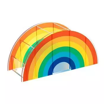 with 5 Grids Rainbow Pen Holder Acrylic Stationery Organizer Stand for Students