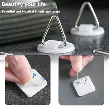 with adhesive backing, no drilling required, invisible hook, mirror,Triangular iron hook, decoration, picture hanger светло-зеленый