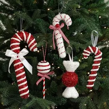 with Bell Lollipop Xmas Decor Cartoon Christmas Tree Pendant Home Xmas Decor style 5