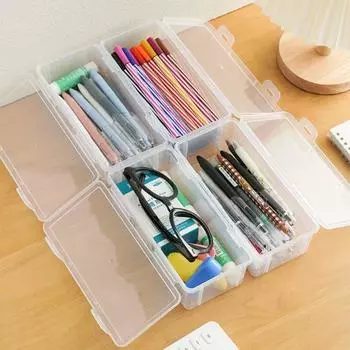 With Buckled Stationery Case Transparent Pen Pencil Case Korean Style Pencil Box Office Supplies 19X9.5X6cm