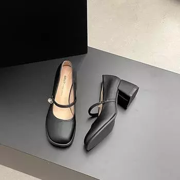 With cheongsam pearl thick heel high heel single shoes women s spring and summer fashion retro Mary Jane shoes 34