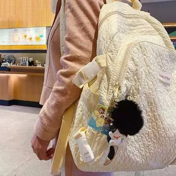 With Fluffy Fur Ball Vitality Cat Keychain Cute Car Key Ring Schoolbag Pendant Hanging Ornaments Style 1