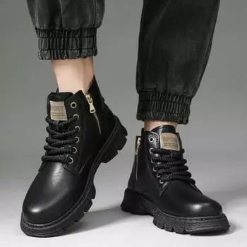 With Fur Lace Up Boots for Men Platform High Quality Man Shoes Cheap Size 45 Hot Selling New Original Deals Sale 44 Offers Offer 39