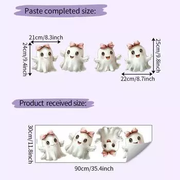 With Ghost Cute Bow Tie On Halloween For Bedroom Home Decoration Stickers