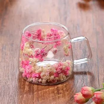 with Handle Double-layer Glass Cups Double-layer Beverages Storage New Latte Cup Home Dark Pink-5
