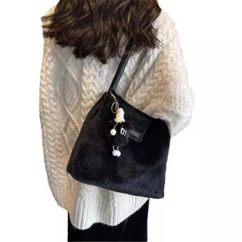 with Handle Large Capacity Plush Tote Soft Plush Plush Underarm Bag Fashion Women s Handbag Winter