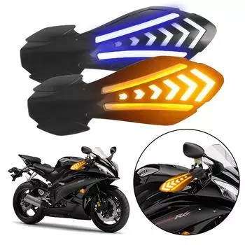 With LED Flowing Turn Signals Windproof Waterproof Motorcycle Handguards 1 Pair Motocross Handlebar Guards чёрный