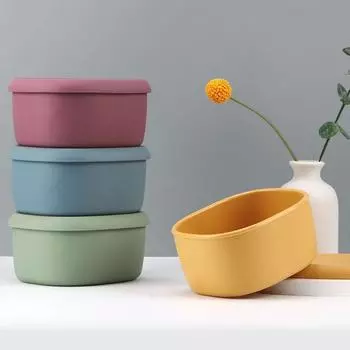 With Lid Silicone Lunch Box Oval Fresh-keeping Box Snack Box Food Storage Box Picnic