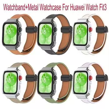 С металлическим корпусом для часов, магнитный кожаный ремешок-петля, модный регулируемый ремешок для часов для Huawei Watch Fit3 huawei watch Fit3 белый