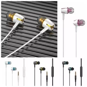 with Mic Wired Headset Round Head in Ear Headphones Wired Phone Earphone Listen To Music чёрный/синий