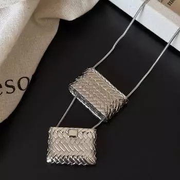 with Mini Bag Pendant Sweater Chain Necklace Women Choker for Fashion Enthusiasts A Bag