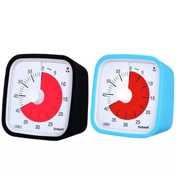 With Night Light 60 Minute Visual Timer Kids Alarm Clock Silent Mode Countdown Timer with Protective Case Time Management Tool чёрный