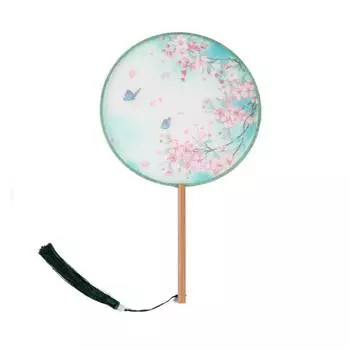 with Pendant Embroidery Fan Tassels Silk Fan Ancient Chinese Style Round Fan Home Decor Style 3