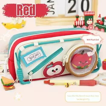 With Plush Doll Pencil Case Multilayer Stationery Bag Cartoon Pen Box Back To School 01