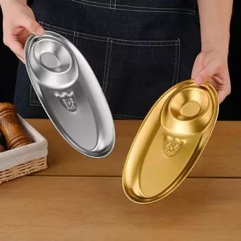 with Sauce Grid Dinner Tray Oval French Fries Plate Kitchen Tableware Sushi Plate Restaurant L