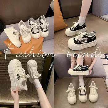 With skirt student girl 2024 new summer versatile platform white shoes small fragrant style board shoes 35