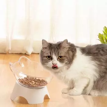 With Stand Base Pet Food and Water Bowls Feeding Products Transparent Cat Bowl Non-slip Pet Supplies белый