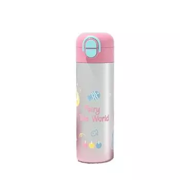With Straw Cartoon Insulation Cup 316 Stainless Steel Thermos Water Bottle Travel Tumbler