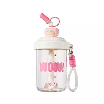 With Straw Stirring Cup High-capacity Drinking Cup Portable 580ML Water Bottles Student