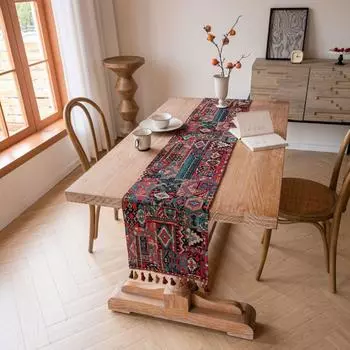 with Tassel Table Runner Jacquard Tablecloth INS Table Cover Table Decor 33*120CM-Style A