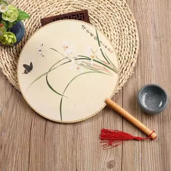 with Tassels Pendant Silk Fan Handheld Tuan Fan Classical Group Fan Photography Prop Style 1