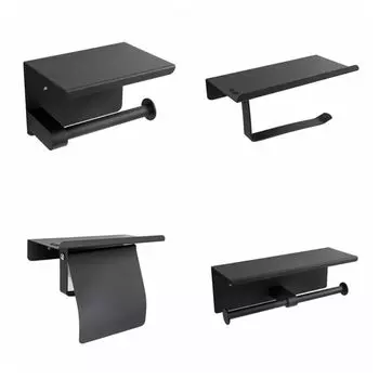 With Tray Roll Paper Towel Holder Wall Mounted Corrosion Resistance Toilet Paper Holder Stainless Steel Black/Silver