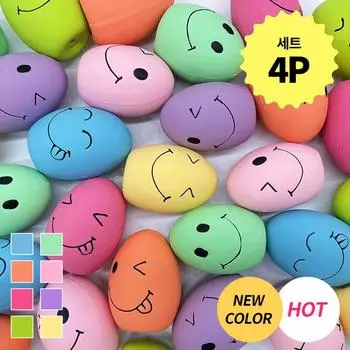 With Us Damda Smile Egg Bonbon Латексная игрушка 4P_ Скрипящая игрушка для собаки Скрипящая игрушка Игрушка для игр с водой Игрушка для домашних животных, Мелонг 4P