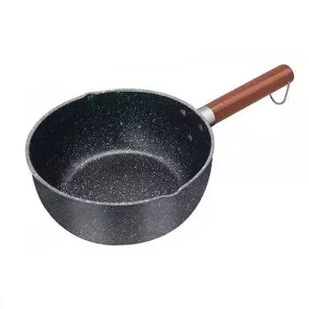 with Wooden Handle Fried Egg Saucepan Iron Wheat Stone Stockpot Noodle Pot Kitchen Supplies 16cm