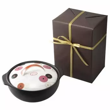 with wrapping Earthenware pot diameter x height Retro Mom size IH paper [Wrapped paper] 22.5 12.5cm 7.5 (wrapping brown)