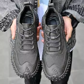 Достаньте из шкафа и устраните протечки Мужская сетчатая обувь Высококачественная кожаная обувь для спорта и отдыха с мягкой подошвой, нескользящая 38