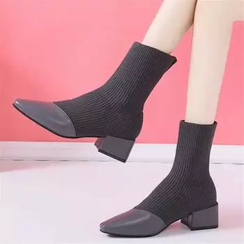 Without Strap Knitted Shoes Women Heels Summer Woman Breathable Shoes First Degree Brand Heel Sneakers Sports Tenids 35
