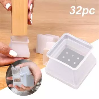 Wiwilys 32 шт. Силиконовый защитный чехол для мебели, квадратные силиконовые накладки на пол для ножек стула, колпачки для ножек стула, чехол для ножек мебельного стола One Size